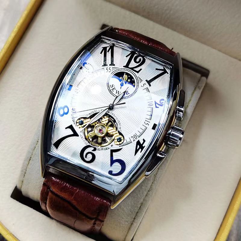 Seiko Watch Prospex - Sewor-メンズメカニカル腕時計,ゴールドトゥールビヨンウォッチ,シェルとムーン,自動巻き腕時計