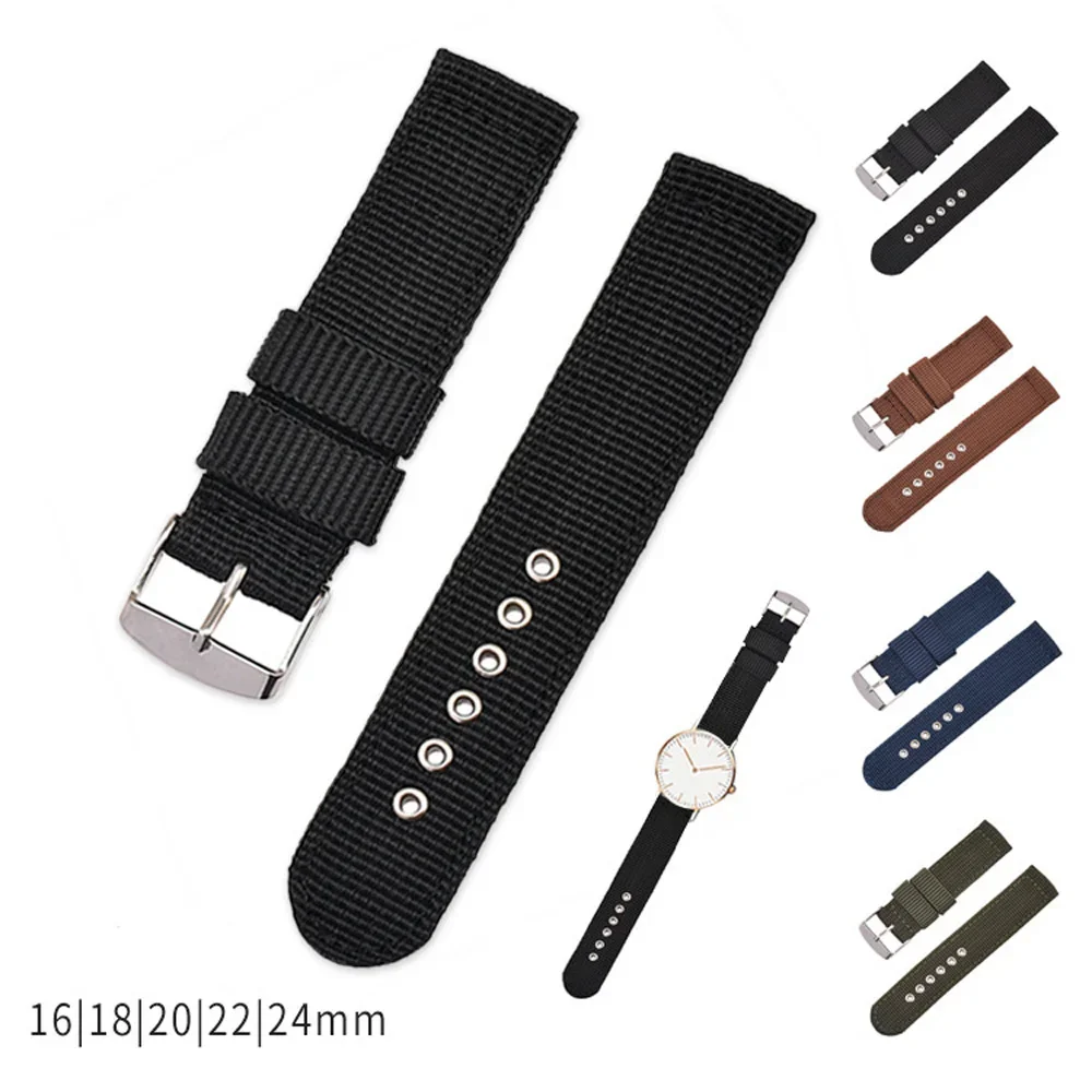 Canvas Strap Watch - ユニバーサル交換用ナイロンストラップ,防水時計バンド,キャンバス,ソフトで快適,16mm, 18mm, 20mm, 22mm, 24mm