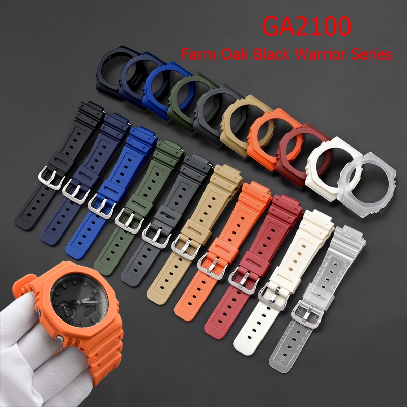 Casio Watch G-Shock Ga-2100 - カシオ ファームオーク GA-2100 GA-2110用レジンストラップ、G-Shock GA-2100用リフィットバンパー時計バンド保護ケースカバー、時計ブレスレット