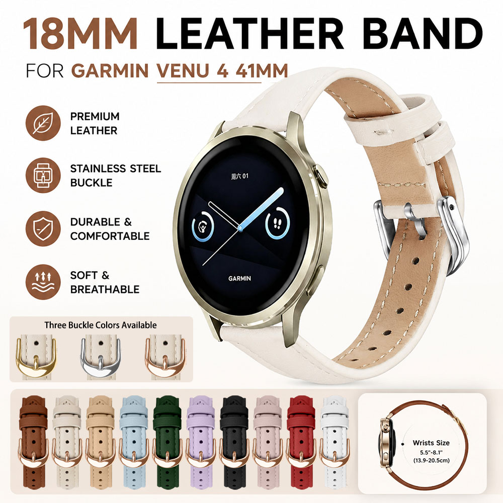 Leather Strap Quick Release - 18 ミリメートルクイックリリースレザーバンドガーミン Venu 4 41 ミリメートルファッション多用途交換ストラップ快適なベーシックリストバンド女性用