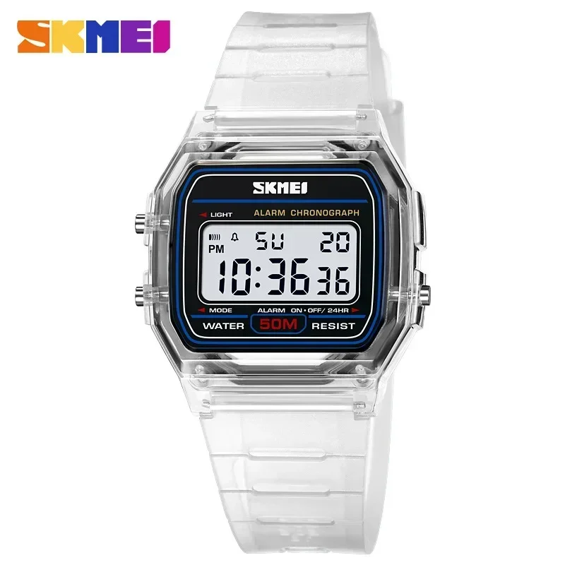 Rubber Strap Diver - SKMEI 2056 透明 TPU ストラップレディース腕時計耐衝撃バックライト表示ストップウォッチデジタル腕時計女性リロイ mujer