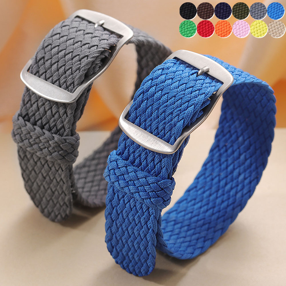 Perlon Strap Woven - 高品質織りナイロンストラップ、ペルロン製14mm 16mm 18mm 20mm 22mmファブリック製腕時計バンド、ブラックグリーンスポーツ交換用リストバンド