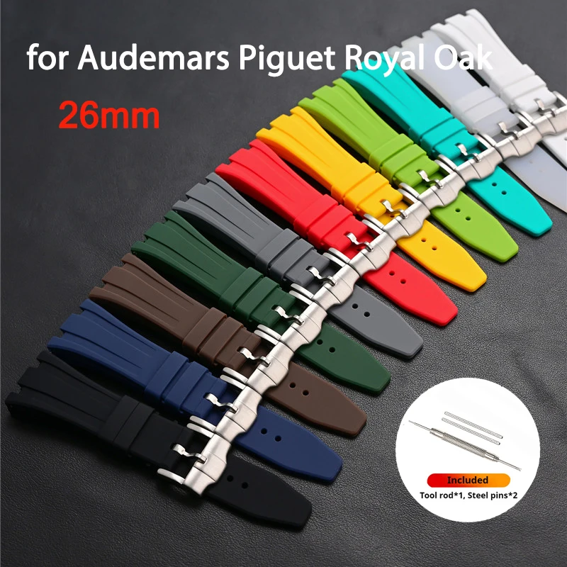Audemars Piguet Watch Royal Oak Offshore - 26 ミリメートルラバーストラップオーデマピゲロイヤルオークオフショア 15400 26320 バタフライバックル男性シリコン交換用時計バンド AP
