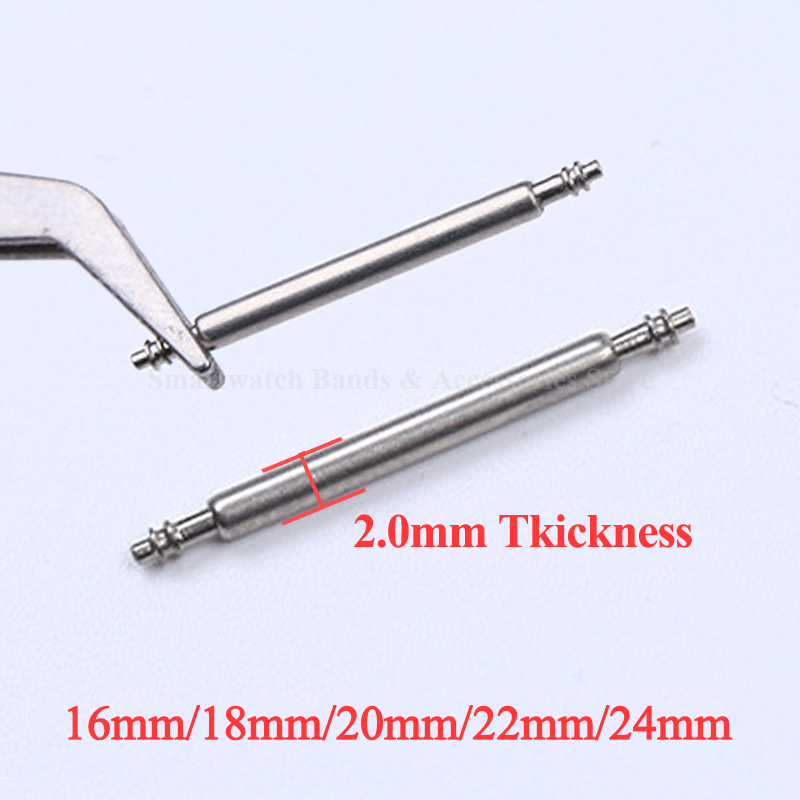 Spring Bar Tool Set - ステンレス鋼のスプリングバー付き時計バンド,スプリングバー,接続ピン,直径2.0mm, 16mm, 18mm, 20mm, 22mm, 24mm,