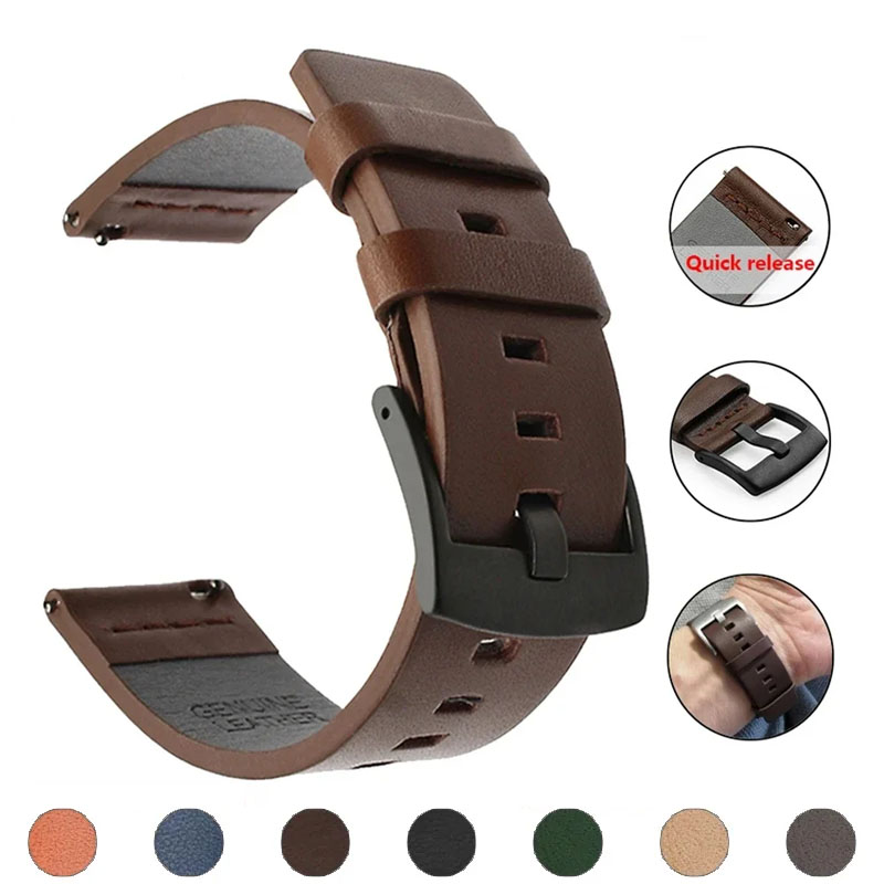 Leather Strap Quick Release - 20 ミリメートル 22 ミリメートル時計バンドクイックリリースレザーストラップサムスンギャラクシーウォッチ 3 Active2