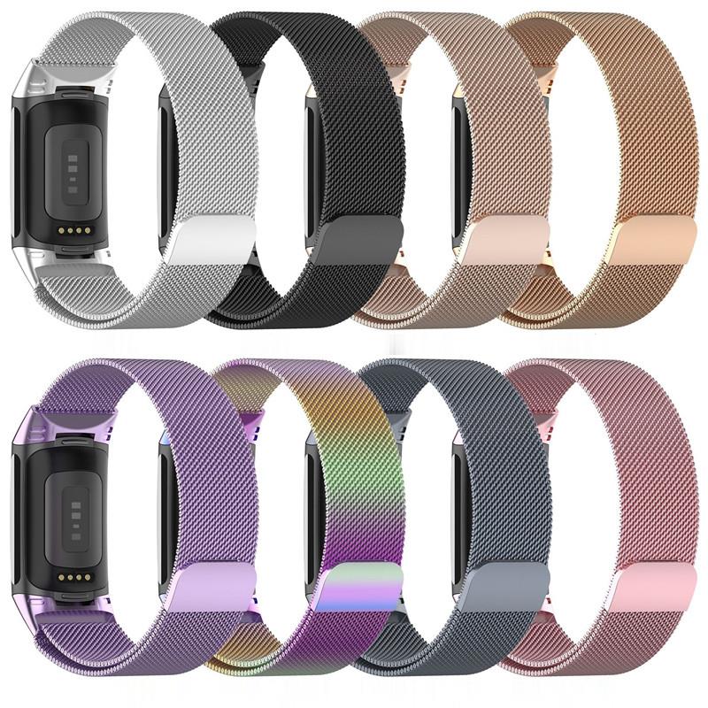 Mesh Strap Metal - Fitbit Charge 5および6用のステンレススチールストラップ,磁気リストバンド,スポーツバンド,メッシュブレスレット