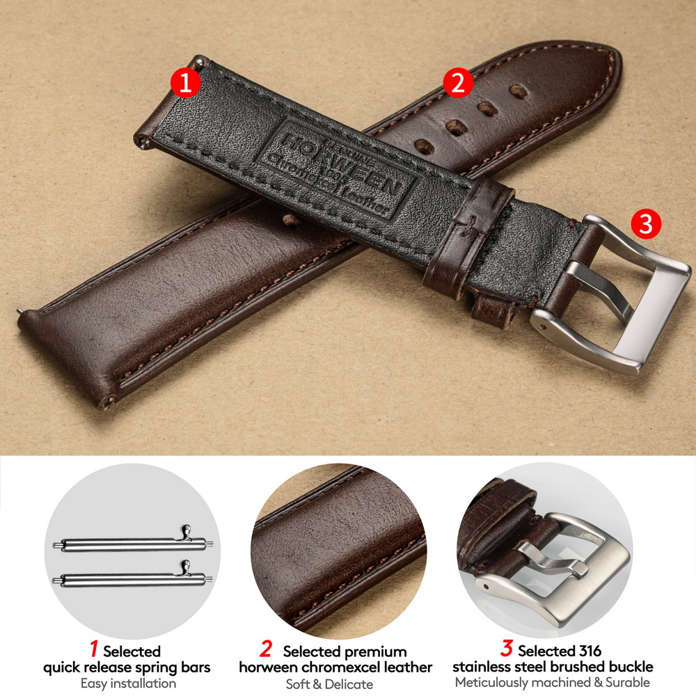 Hemsut 時計バンド本革クイックリリース手作りホーウィン - Leather Strap Quick Release のレビューと価格