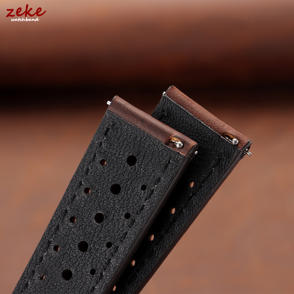 ヴィンテージレーシングレザー時計ストラップ オメガ用 18m - Leather Strap Quick Release のレビューと価格