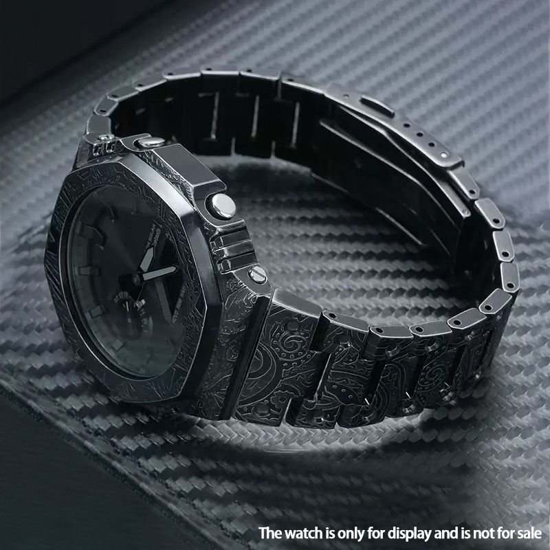 ヴィンテージペイズリー模様のステンレススチール製ケースとバン - Casio Watch G-Shock Ga-2100 のレビューと価格