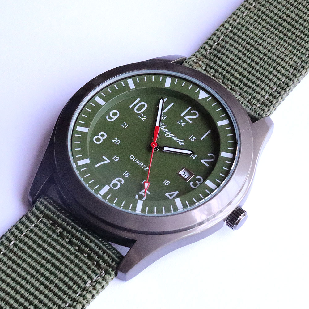 高級メンズクォーツ腕時計 スポーツカジュアル アーミーデザイ - Canvas Strap Watch のレビューと価格