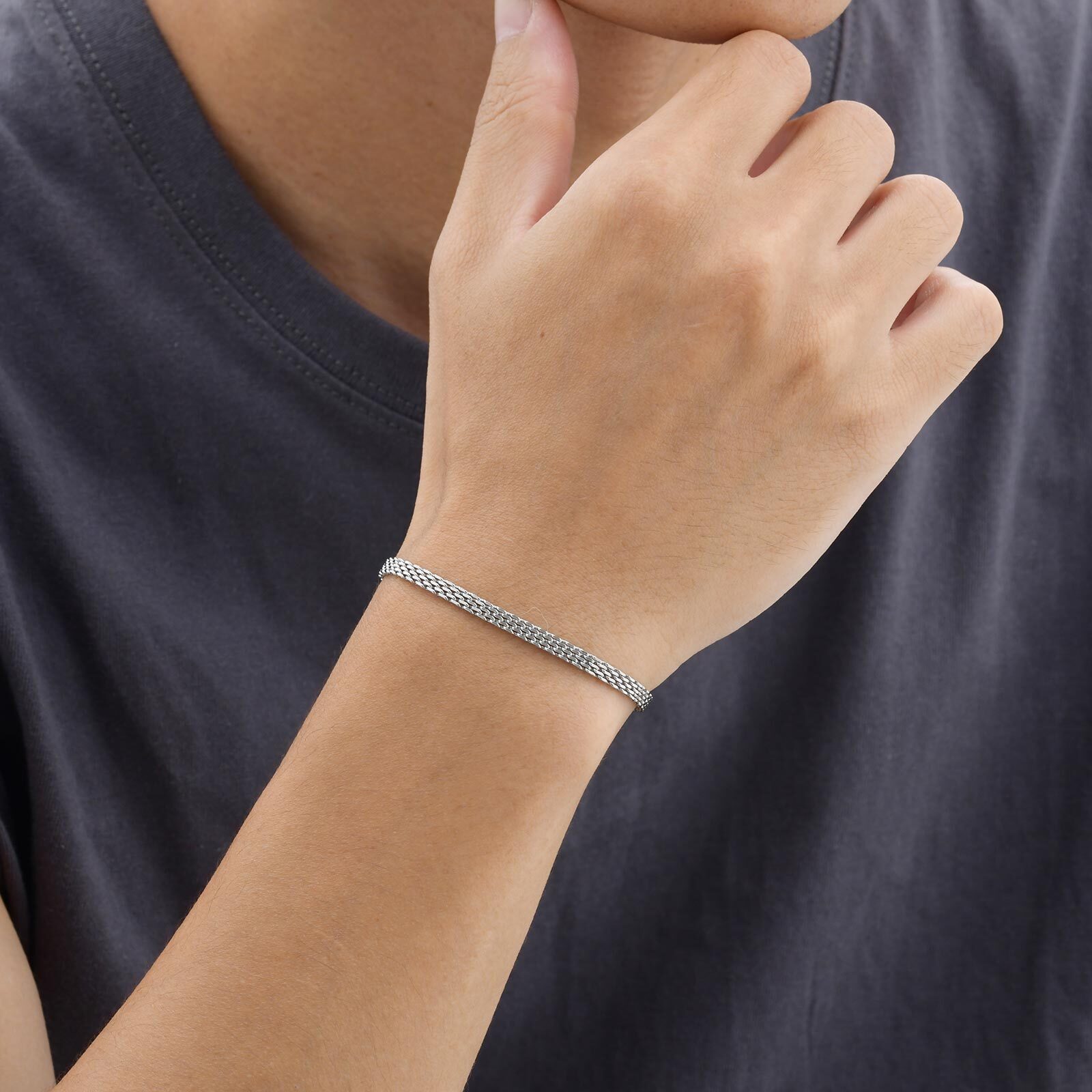 3/8mmメッシュストラップチェーンブレスレット メンズ ボ - Mesh Strap Metal のレビューと価格
