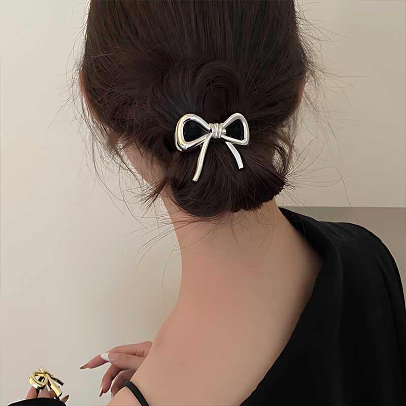 韓国の絶妙な金属弓ヘアロープ女性のためのポニーテールヘッドス - Silicone Band Women のレビューと価格