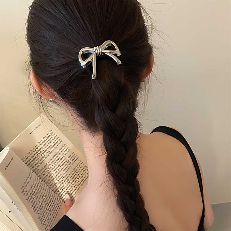 韓国の絶妙な金属弓ヘアロープ女性のためのポニーテールヘッドス - Silicone Band Women のレビューと価格