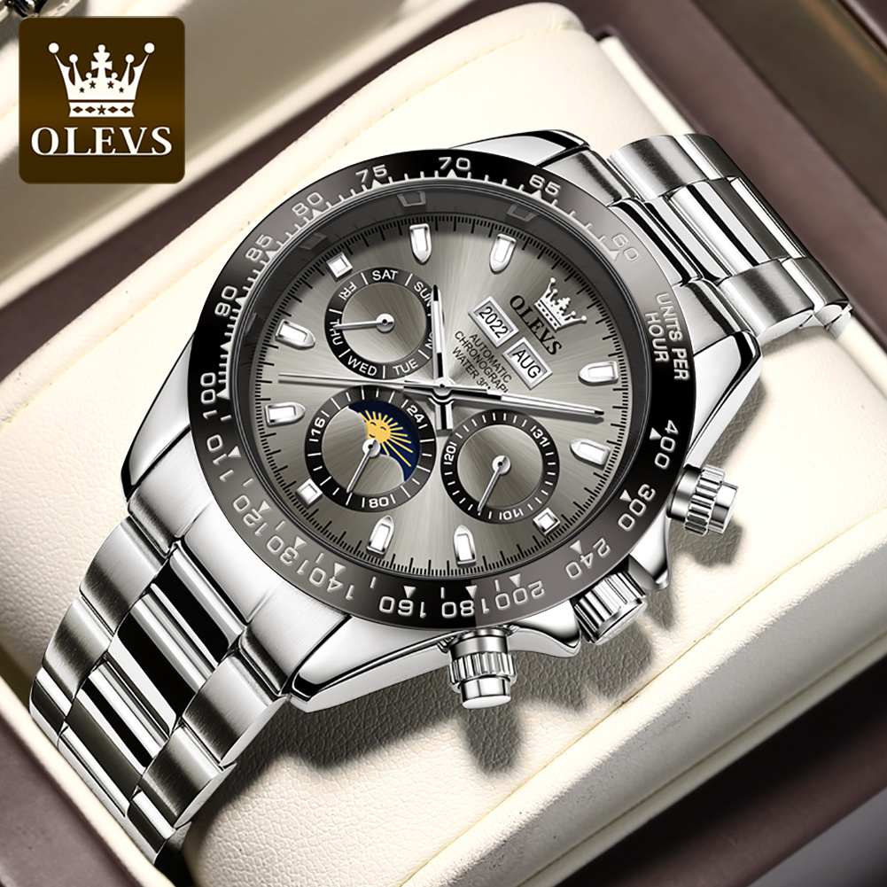 OLEVS 6654 高級メンズ腕時計クロノグラフ自動機械式 - Omega Watch Seamaster のレビューと価格