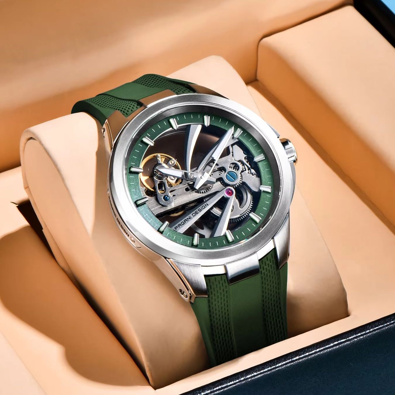 グリーンスケルトン PAGANI DESIGN PDYS03 - Rubber Strap Diver のレビューと価格