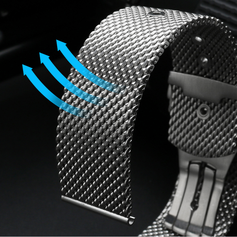 20ミリメートル22ミリメートル固体ステンレス鋼メッシュmi - Mesh Strap Metal のレビューと価格