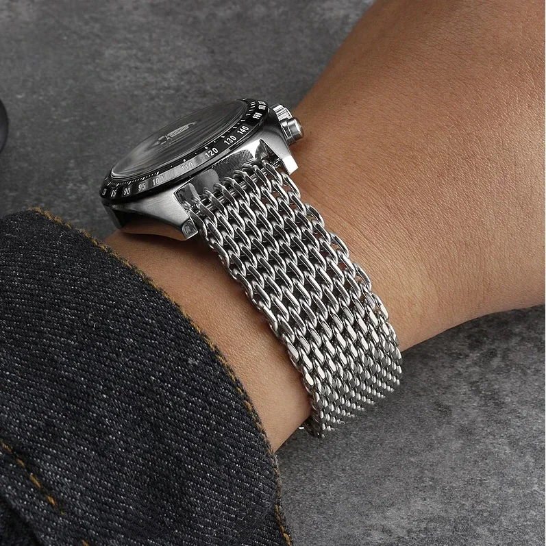男性用ステンレススチールメッシュウォッチバンド,シンコダイビ - Mesh Strap Metal のレビューと価格