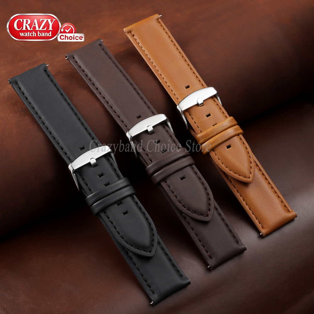 オイルワックス牛革時計バンド 18mm20mm22mm 24 - Leather Strap Quick Release のレビューと価格